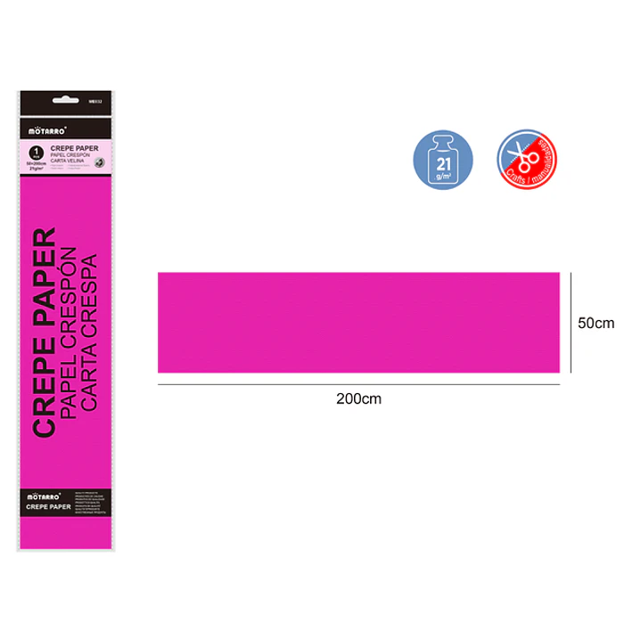 Papel Crespon Fucsia 50X200Cm 21G 1