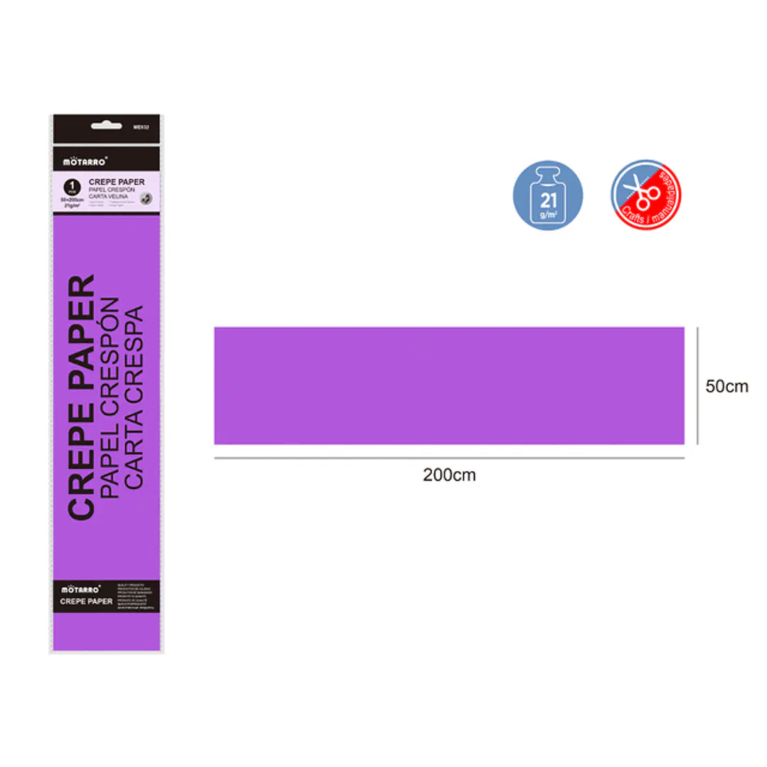 Papel Crespon Morado Claro 50X200Cm 21G 1