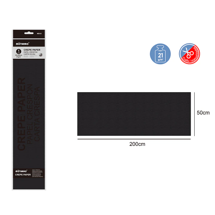 Papel Crespon Negro 50X200Cm 21G 1