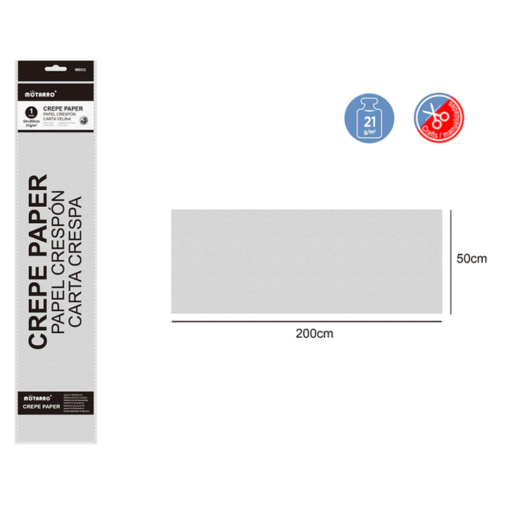 Papel Crespon Plateado 200X50Cm 21G 1