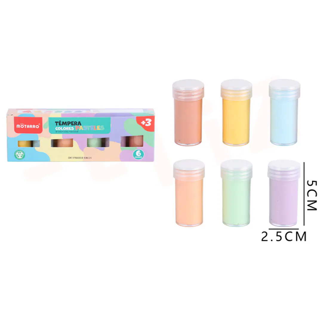 Tempera Colores Pasteles 15Ml 6Pcs 1