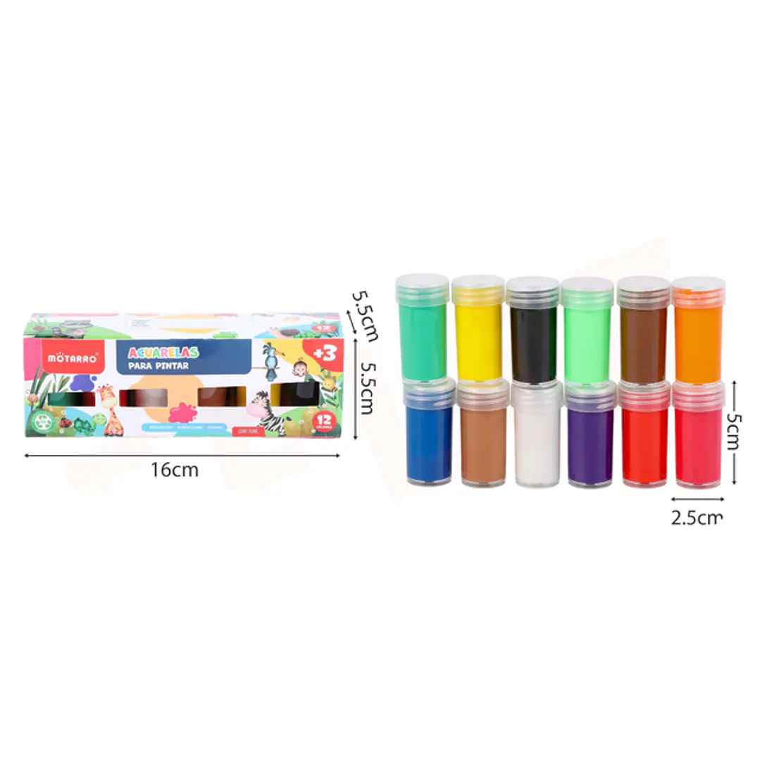 Tempera Colores 15Ml 12Pcs 1
