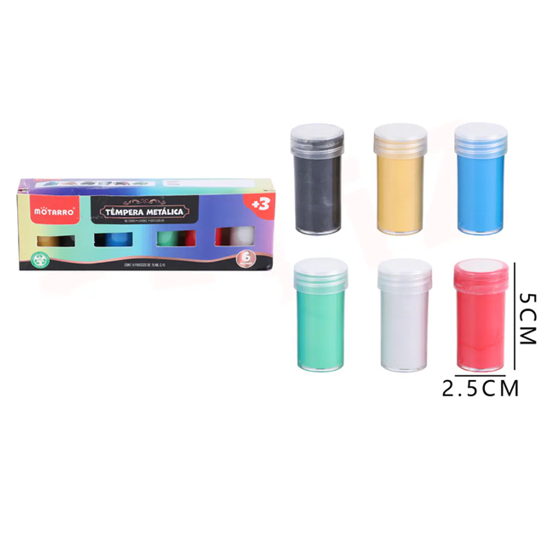 Tempera Metatlica 15Ml 6Pcs 1