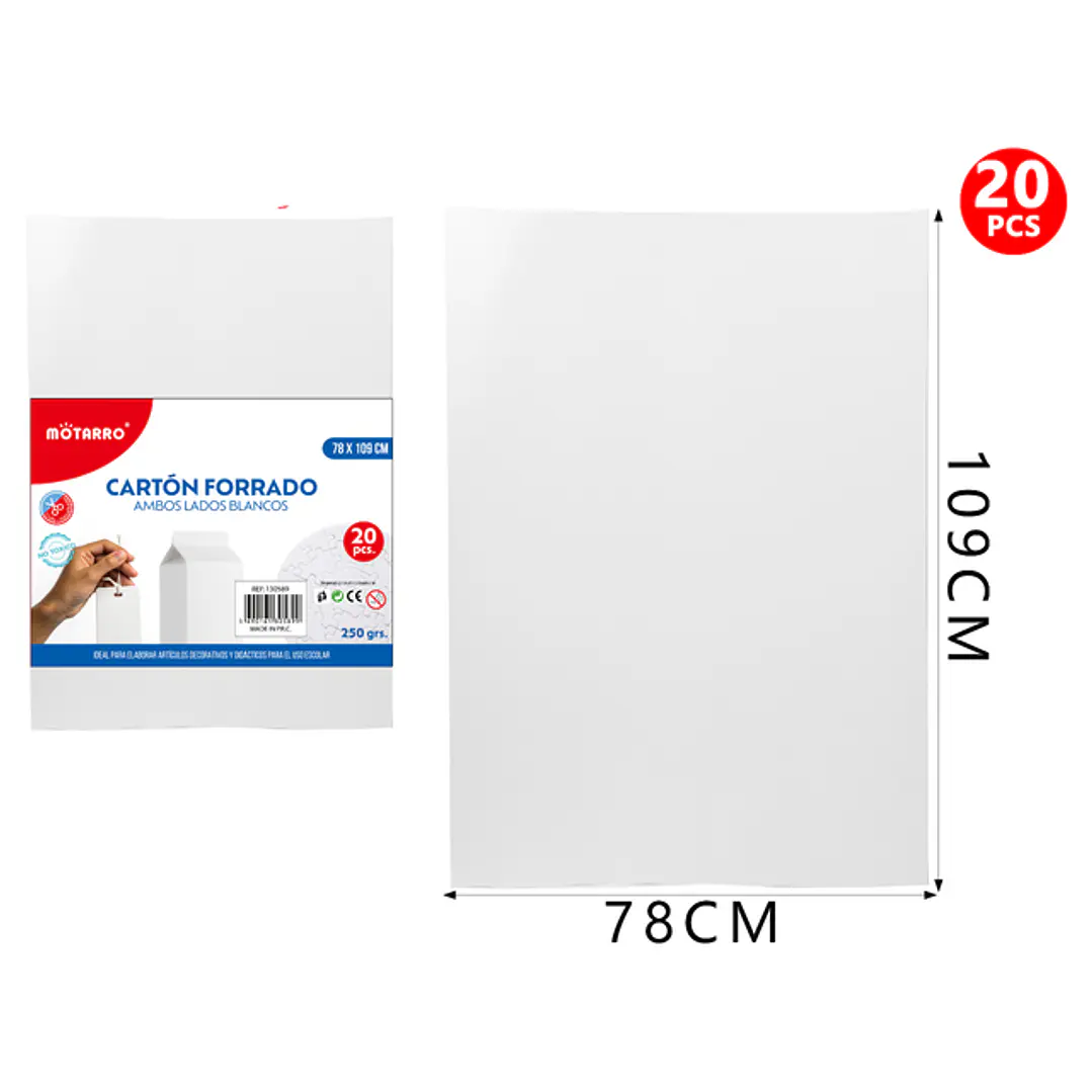 Cartulina Blanco 250G 109X78Cm 20Pcs 1