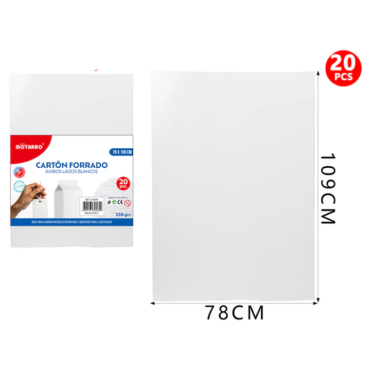 Cartulina Blanco 250G 109X78Cm 20Pcs 1