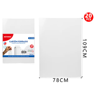Cartulina Blanco 350G 109X78Cm 20Pcs