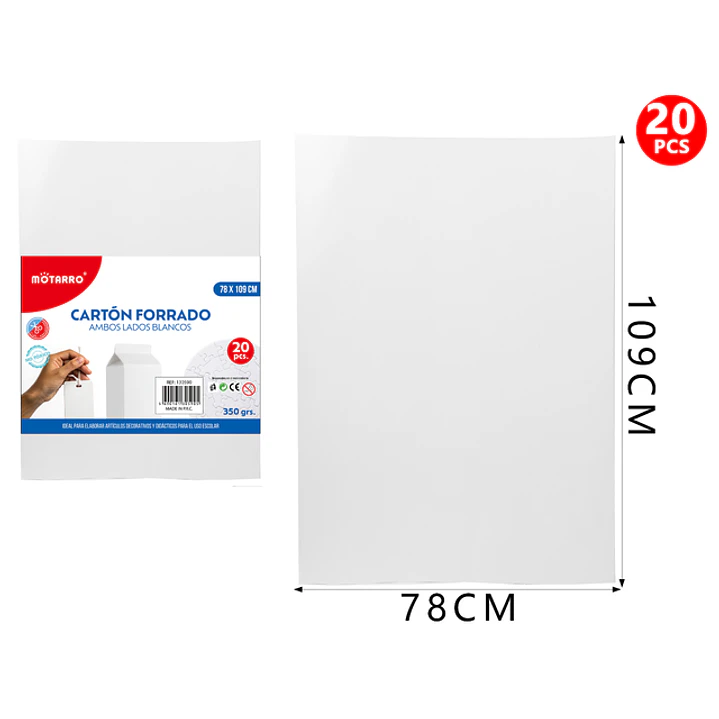 Cartulina Blanco 350G 109X78Cm 20Pcs 1