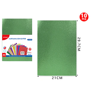 Catulina Con Glitter Verde A4 10Pcs
