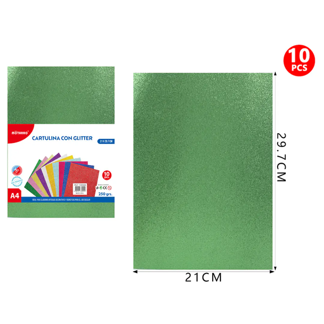 Catulina Con Glitter Verde A4 10Pcs 1