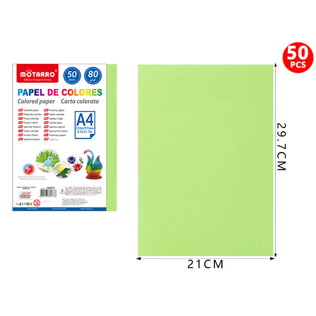 Papel De Colores Verde Fluorescente A4 50Pcs 1
