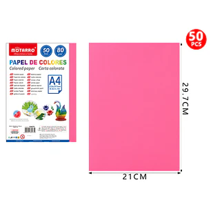 Papel De Colores Fucsia Fluorescente A4 50Pcs