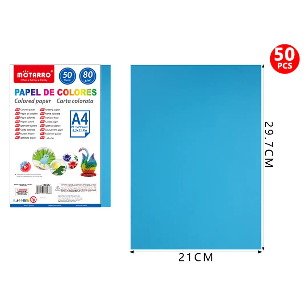 Papel De Colores Lago Azul A4 50Pcs 1