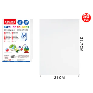 Papel De Colores Blanco Lechoso A4 50Pcs