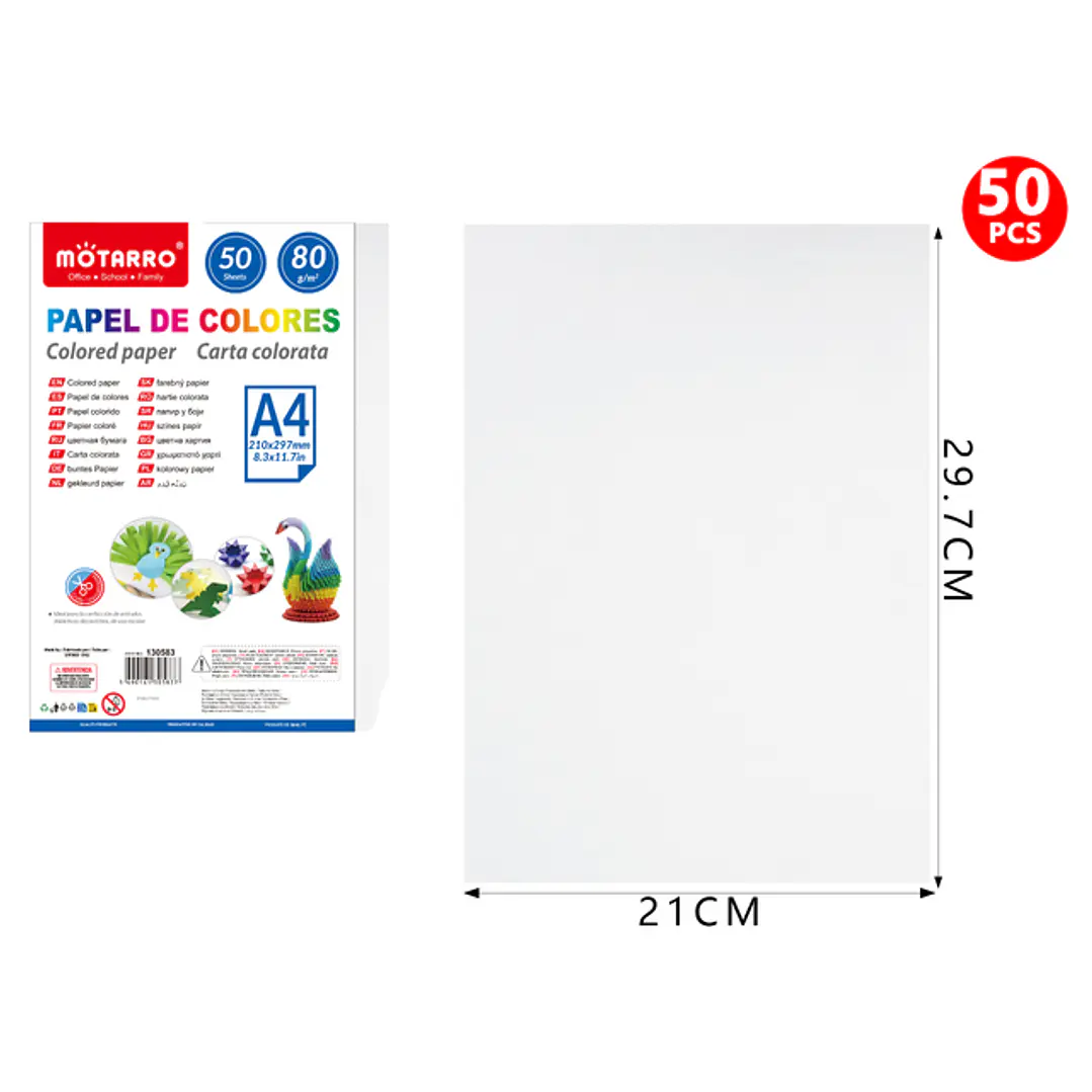 Papel De Colores Blanco Lechoso A4 50Pcs 1