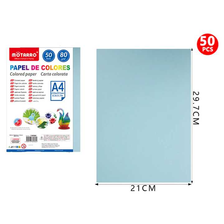 Papel De Colores Celeste A4 50Pcs 1