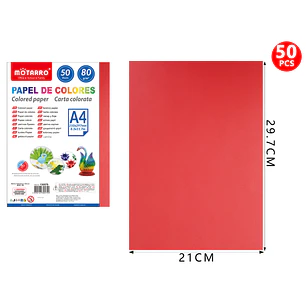 Papel De Colores Rojo A4 50Pcs