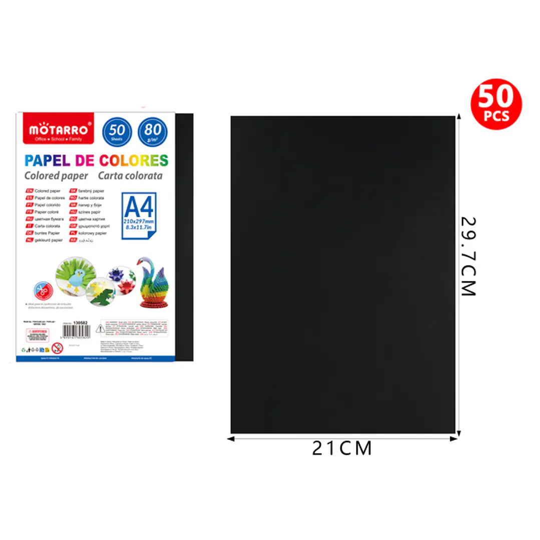 Papel De Colores Negro A4 50Pcs 1