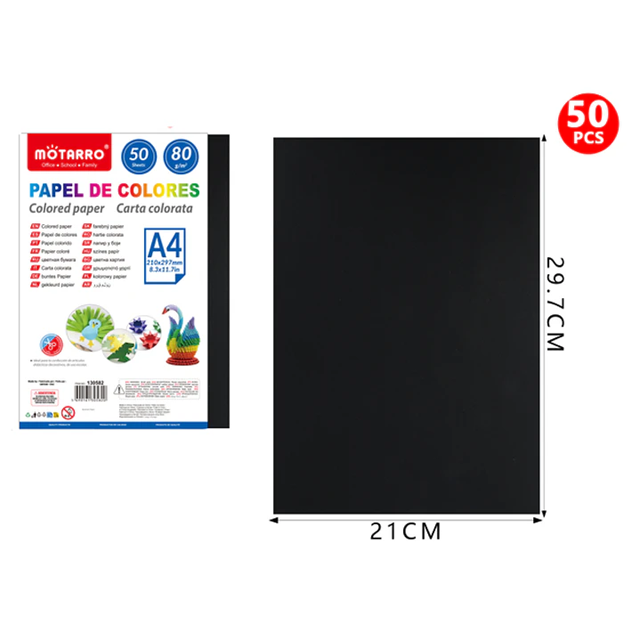 Papel De Colores Negro A4 50Pcs 1
