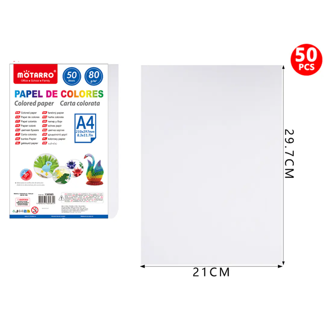 Papel De Colores Blanco A4 50Pcs 1