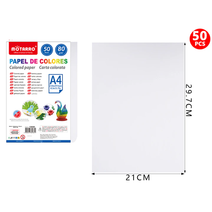 Papel De Colores Blanco A4 50Pcs 1