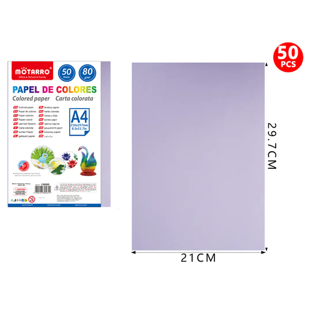 Papel De Colores Lila A4 50Pcs 1