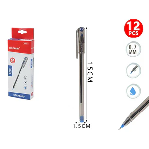 Lápiz Pasta Azul 15Cm 12Pcs 0.7Mm