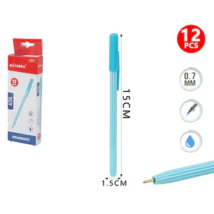 Lápiz Pasta Azul 15Cm 12Pcs 0.7Mm