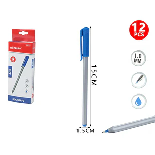 Lápiz Pasta Azul 15Cm 12Pcs 1.0Mm