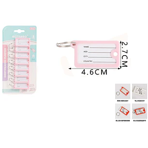 Llaveros Identificador Rosado Pastel 8Pcs