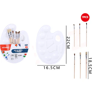 Set De Paleta Y Pinceles 7Pcs