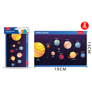 Poster Sistema Solar Autoadhesivo 2Pcs 19X13Cm