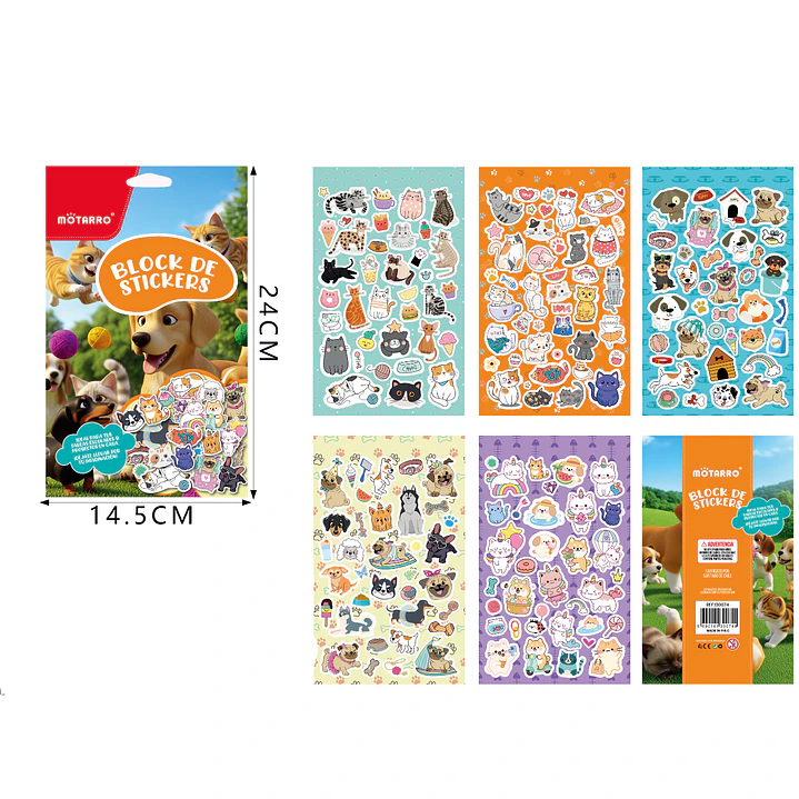 Block De Stickers Gato Y Perro 14.5X24Cm 1