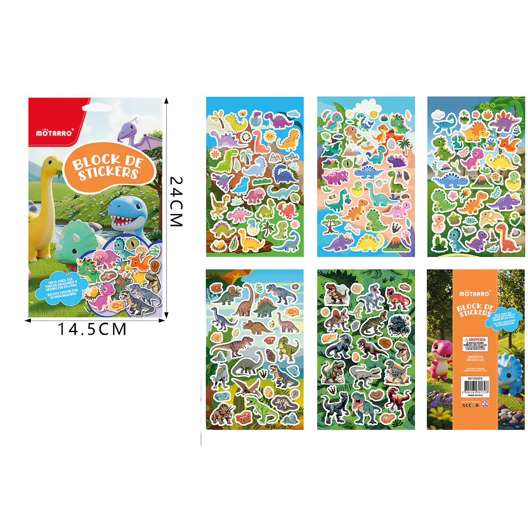 Block De Stickers Dinosaurio 14.5X24Cm 1