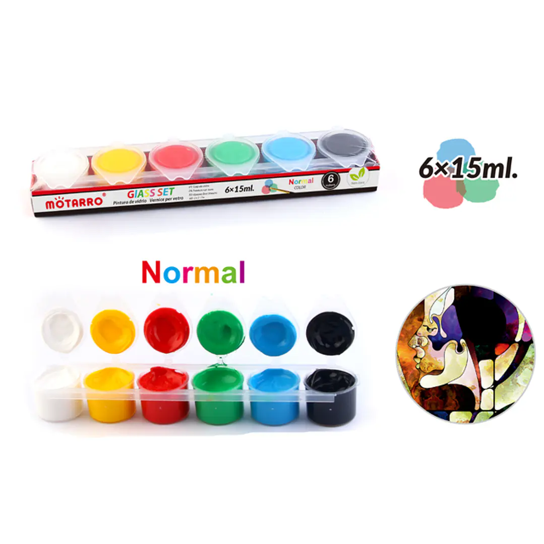 Pintura De Vidrio Color Normal 6X15Ml 1