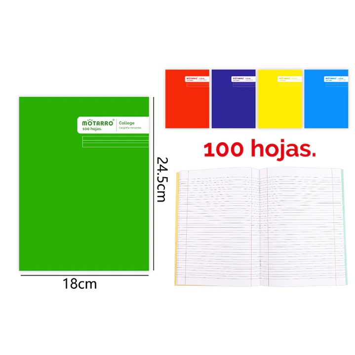 College Caligrafia Horizontal 100Hojas 24.5X18.3Cm 1