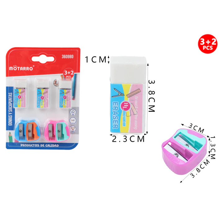 Gomas Y Sacapuntas 3+2Pcs 1