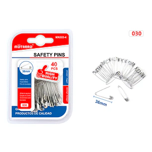 Imperdibles Plateado 36Mm 40Pcs