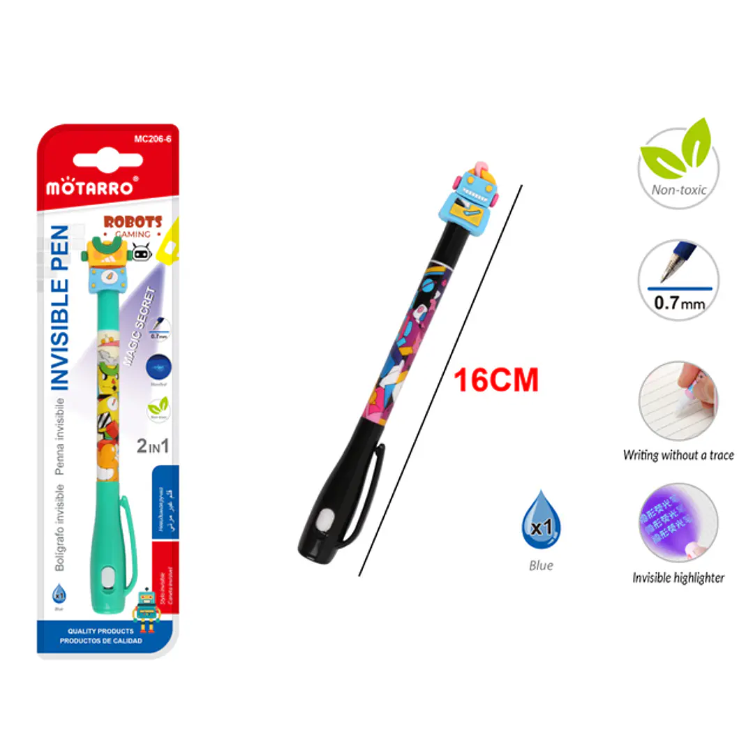 Lapiz Pasta Invisible Robot Azul 16Cm 0.7Mm 1