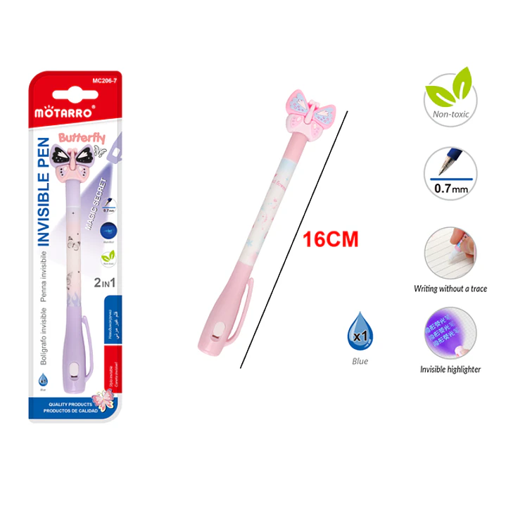 Lapiz Pasta Invisible Mariposo Azul 16Cm 0.7Mm 1