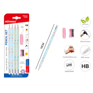 Set De Lapices Grafitos Flores 19Cm