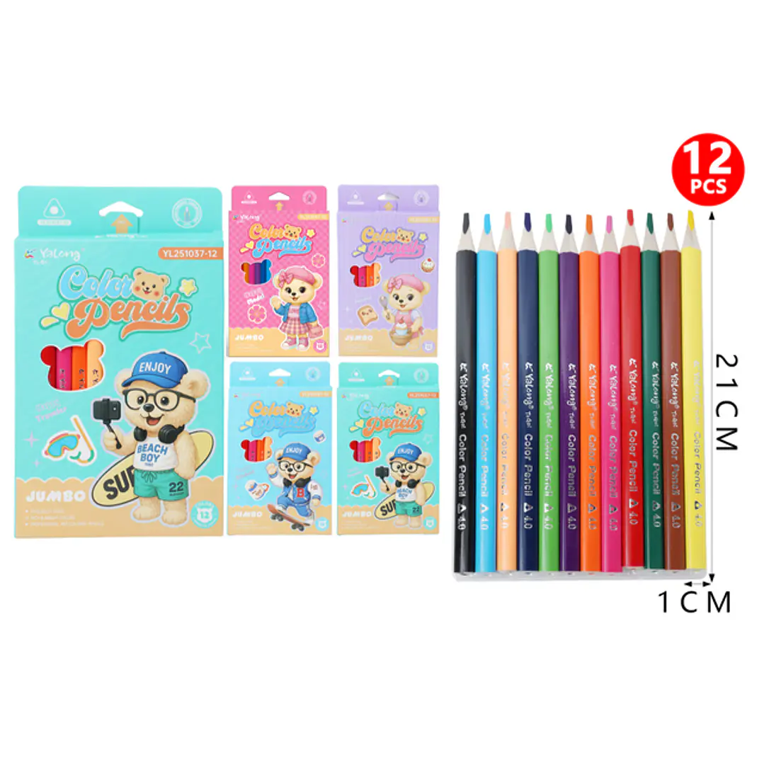 Lapices De Colores Jumbo 21Cm 12Pcs 1