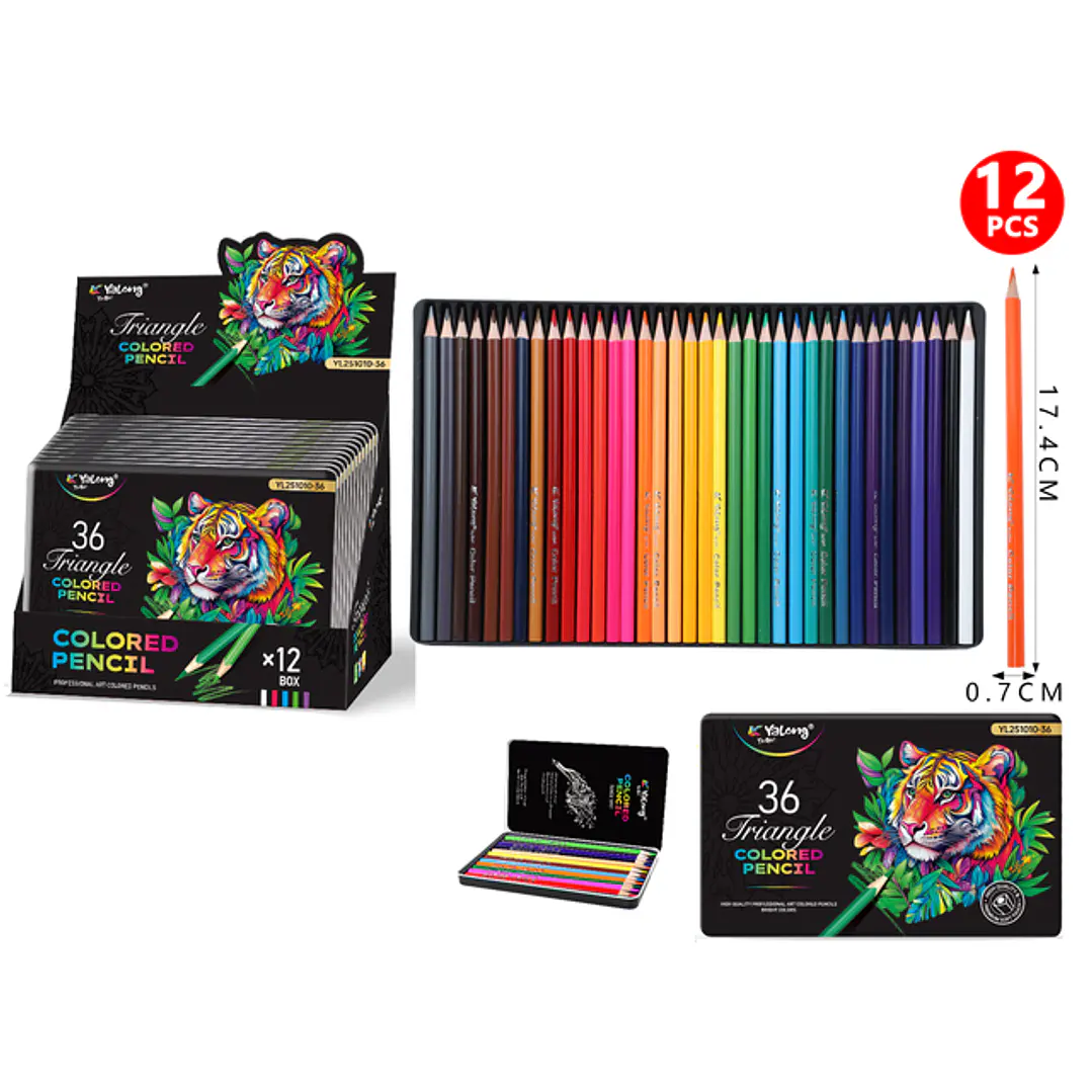 Lapices De Colores En Lata 17.4Cm 36Pcs 1