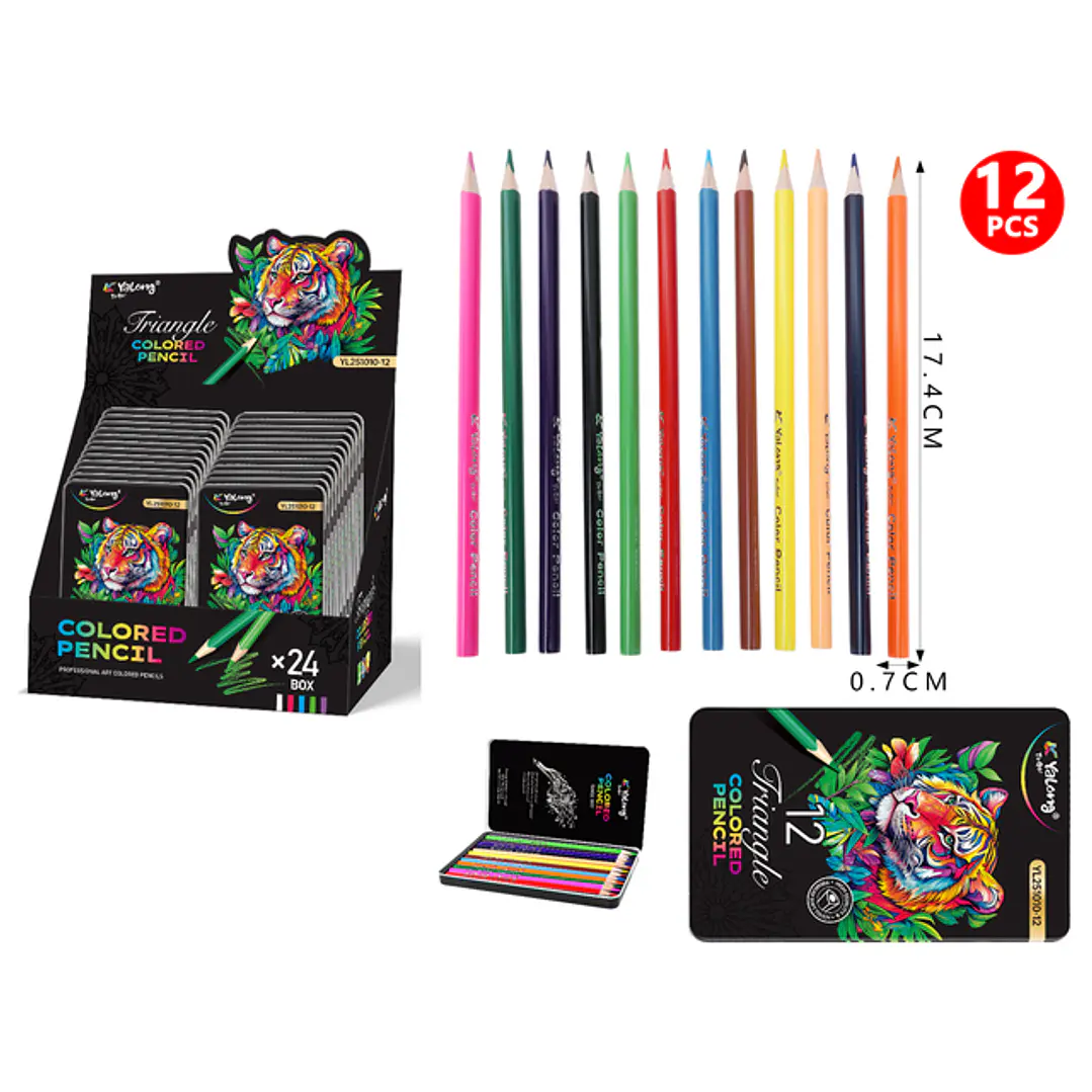 Lapices De Colores En Lata 17.4Cm 12Pcs 1