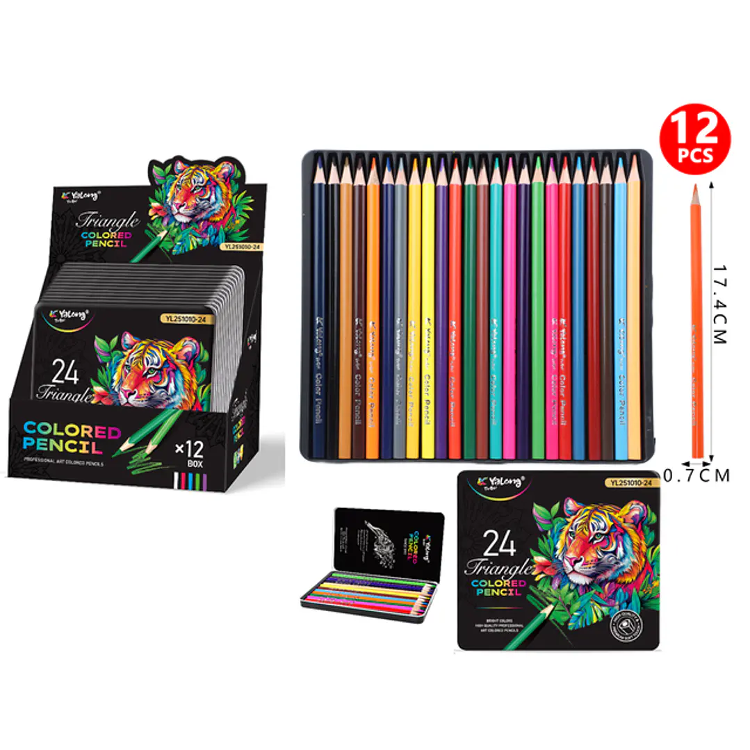 Lapices De Colores En Lata 17.4Cm 24Pcs 1