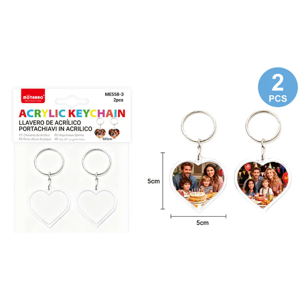Llavero Porta-Foto Transparente 5X5Cm 2Pcs 1