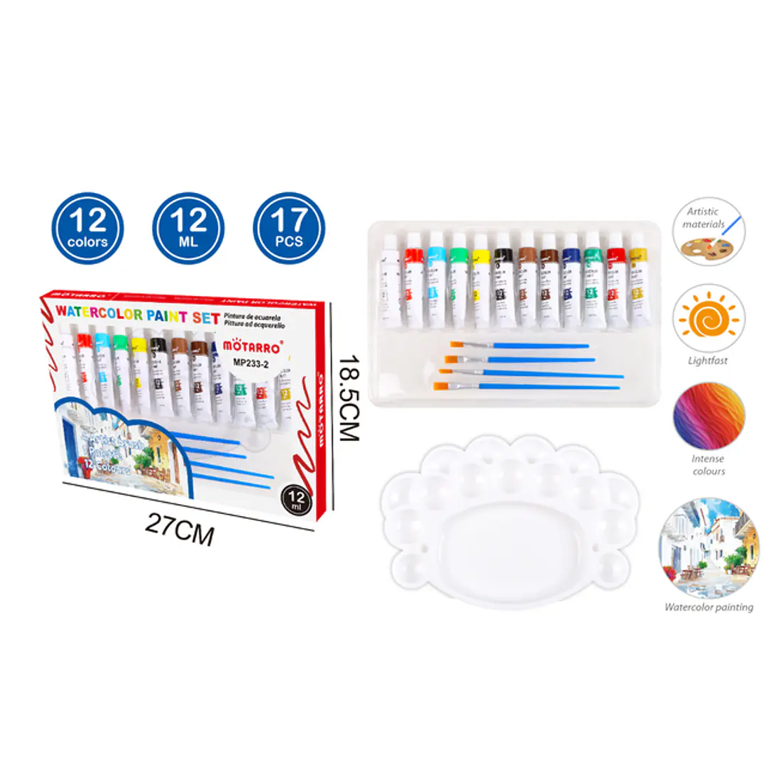 Set De Pinturas Acualera 12Ml 12+4+1Pcs 1