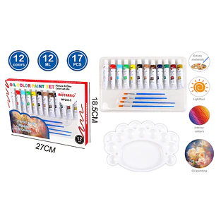 Set De Pinturas Oleo 12Ml 12+4+1Pcs