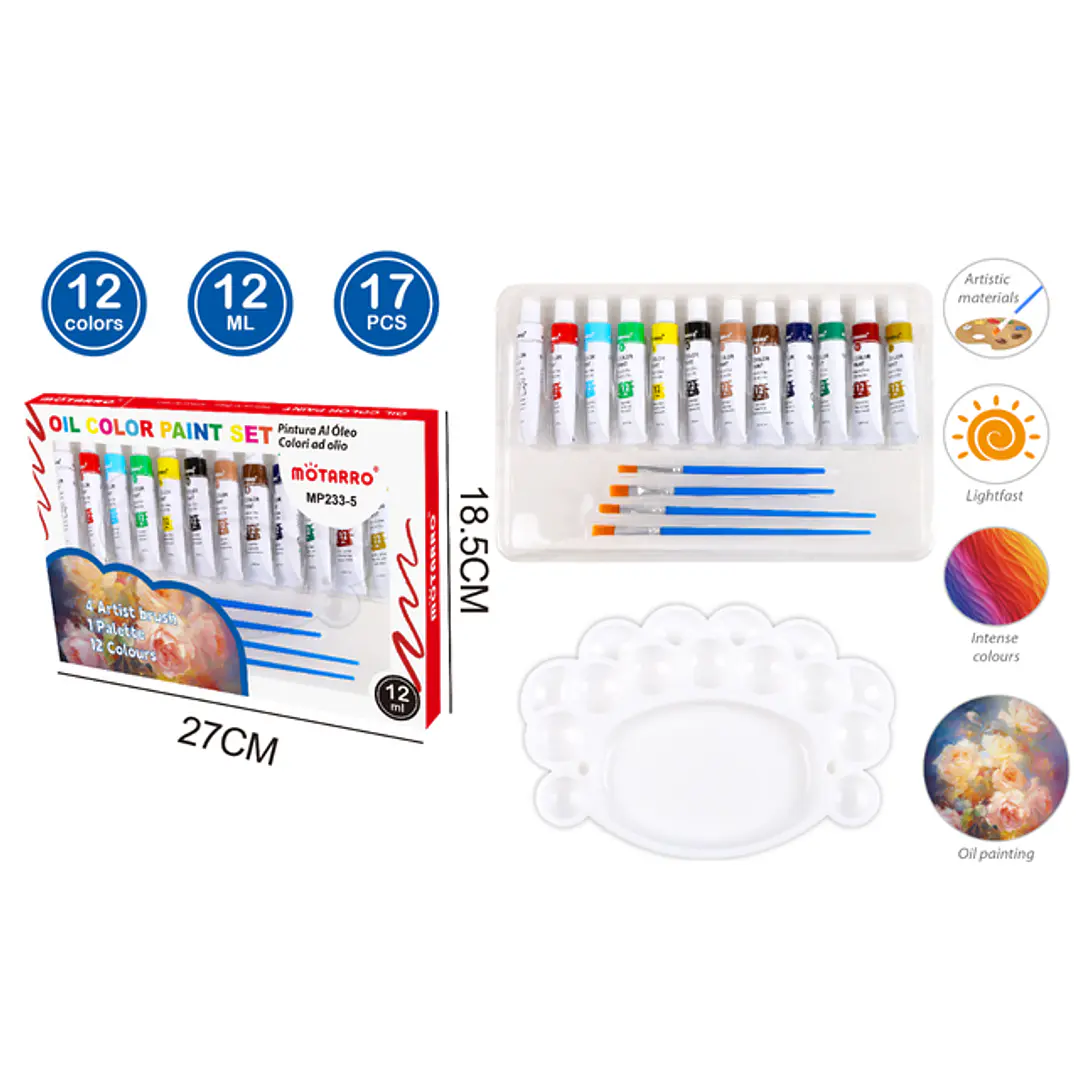 Set De Pinturas Oleo 12Ml 12+4+1Pcs 1