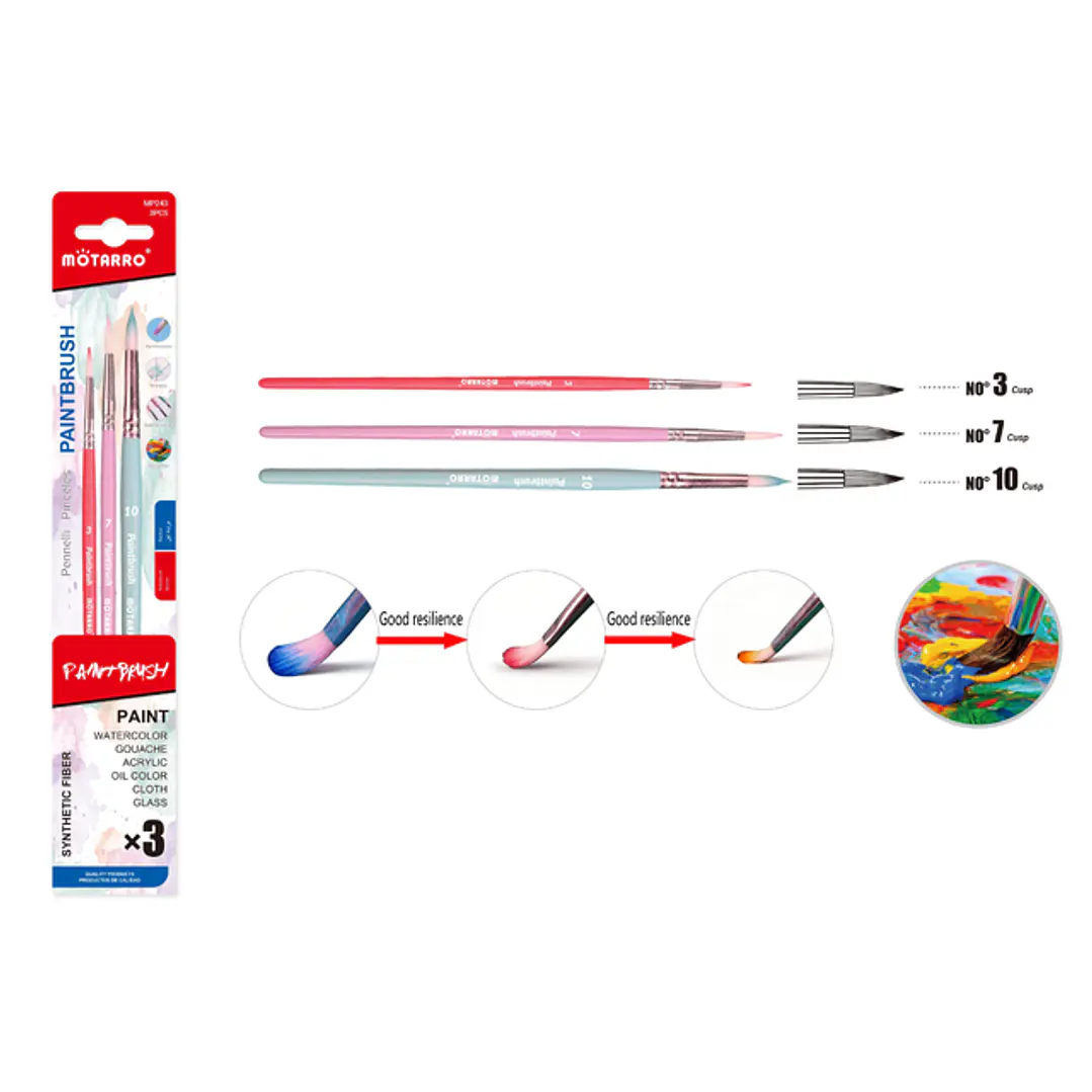 Set De Pinceles Fino 3Pcs 1