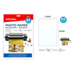 Papel Fotografico 210X297Mm 180G 20Pcs A4